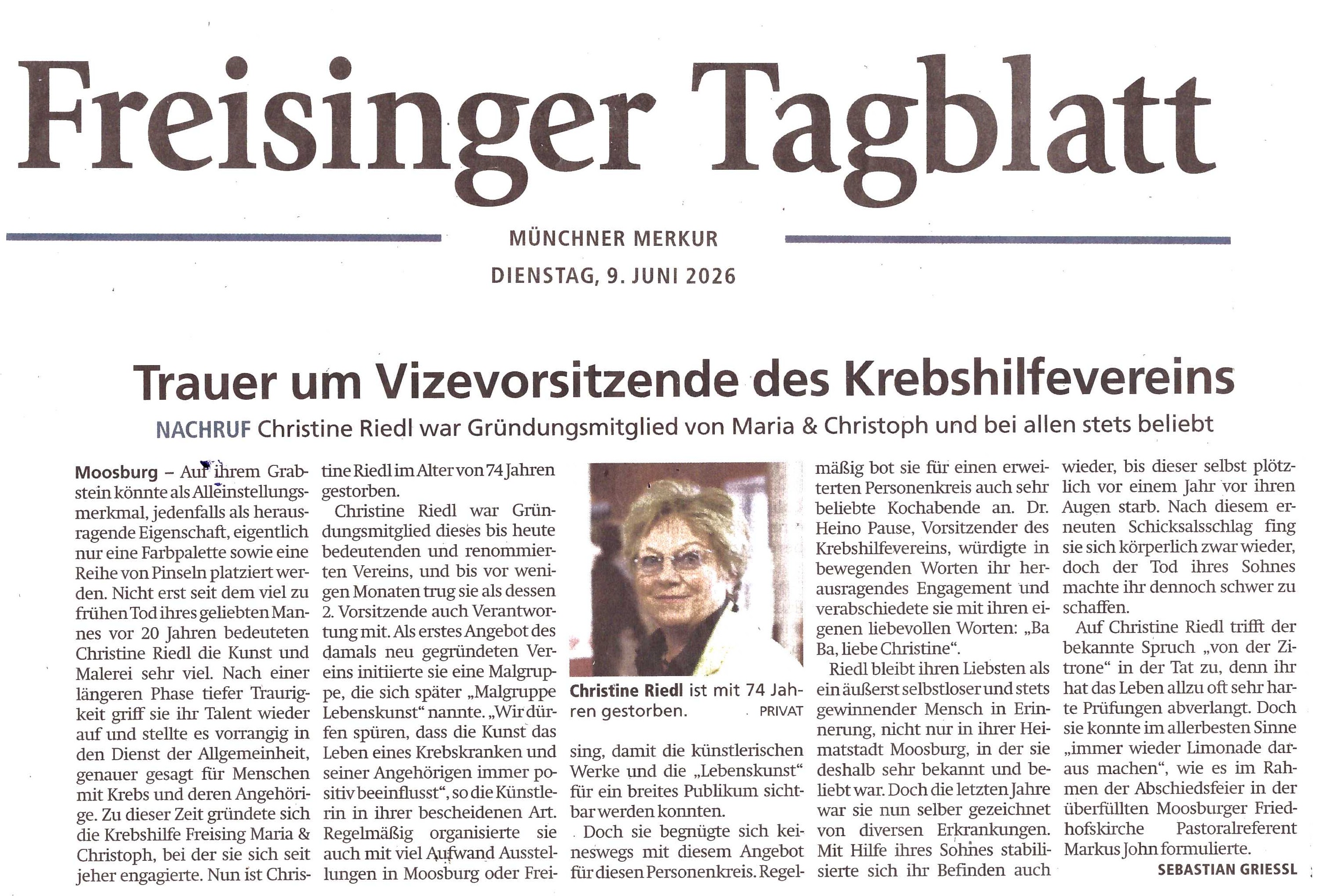 Nachruf ChristineRiedl